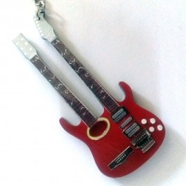 Porte clés guitare collection double manche rouge