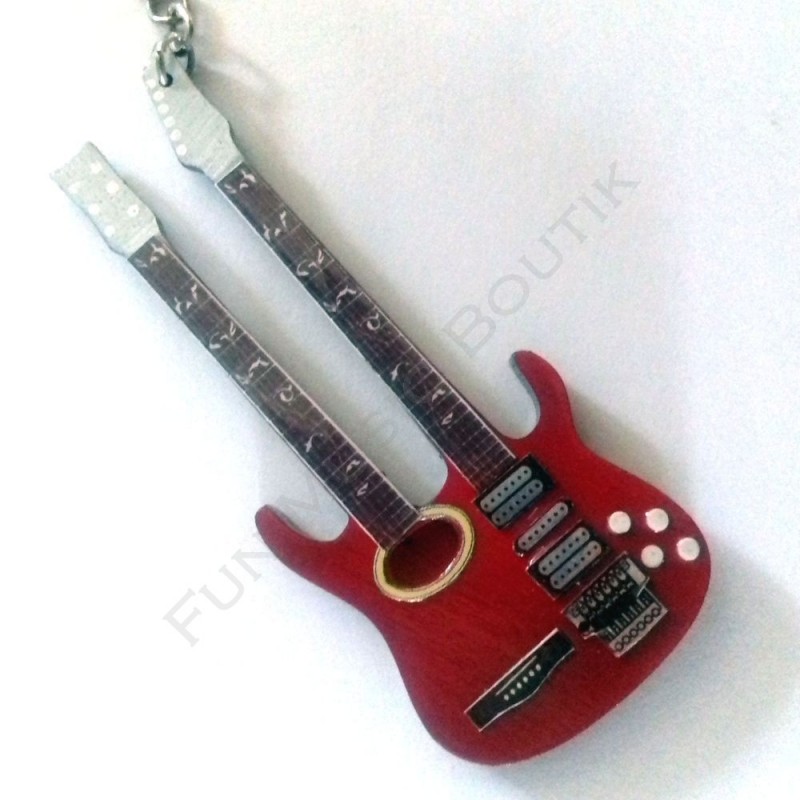 Porte clés guitare combo double manche couleur rouge collection