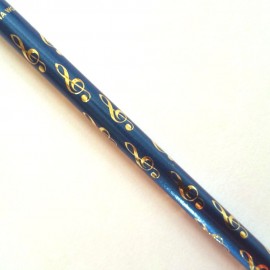 Crayon gris clé de sol doré bleu avec gomme
