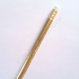Crayon gris clé de sol doré avec gomme