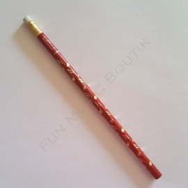 Crayon gris note double croche rouge avec gomme